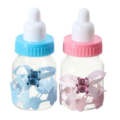 Bouteille De Bonbons Pour Réception-Cadeau Bouteille De Bonbons Rose/Bleu Pour Bébé Baptême Et Baptême 2 Pièces/Lot Boîte À Bonbons Dragées Pour Anniversaire 4*9 Cm1