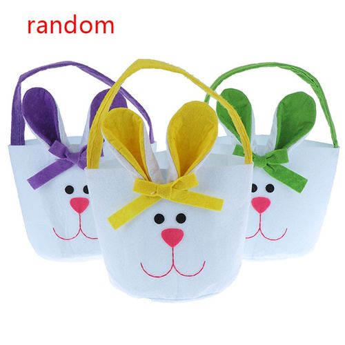 Sacs Cadeaux De Pâques Pour Enfants Panier Multicolore Type Tambour En Forme De Lapin Accessoires De Fête Sac De Bonbons Pour Enfants Tissu De Bonne Qualité
