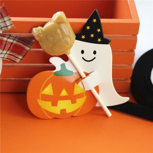 Bricolage De Style Citrouille Fantôme 50 Pièces/Lot Décorations De Bonbons Cartes En Papier Cartes Sucettes Fournitures De Fête De Jour Pour Enfant