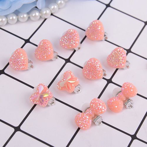 Clips D'oreille Mignons C¿Ur/N¿Ud/Papillon 1 Paire Pour Cadeaux De Fête 3styles Clips D'oreilles Pour Enfants Boucles D'oreilles En Résine Pour Filles