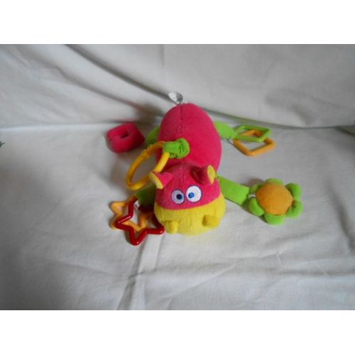 Hippopotame Doudou Vache D'activité Peluche Hochet Grelot Anneaux Accroche Attache Cosi Poussette Rose Fushia Jaune Vert Fleur Coeur