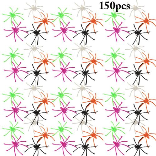 Décoration D'halloween Araignée Plastique 150 Pièces Fournitures De Festival Jouets Prank Amusants Décoration De Fête Accessoire Réaliste