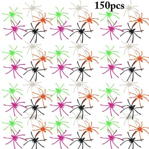Décoration D'halloween Araignée Plastique 150 Pièces Fournitures De Festival Jouets Prank Amusants Décoration De Fête Accessoire Réaliste