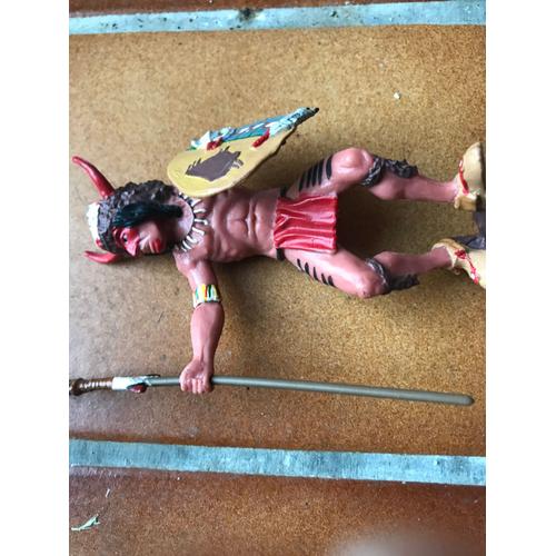 Figurine Guerrier Indien Peau Rouge Des Plaines - Plastoy - 8,5x5 Cm