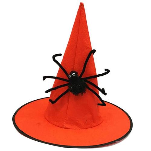 Chapeau De Sorcière Décor D'araignée Non Tissé Chapeau De Déguisement D'halloween Fournitures D'halloween Pour Femmes Et Hommes