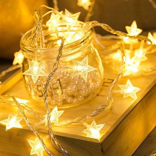 Étoiles Led Chaîne Lumières Fil De Cuivre Fée Lumières Veilleuse Pour Noël Guirlande Chambre Intérieur Mariage Décoration Lampe