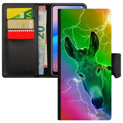 Coque Samsung Galaxy S20 Ultra Simili Cuir Portefeuille Ane Sm-G988b Eclair Bourrique Etui Anesse Arc En Ciel Animaux 4g Mulet Vert