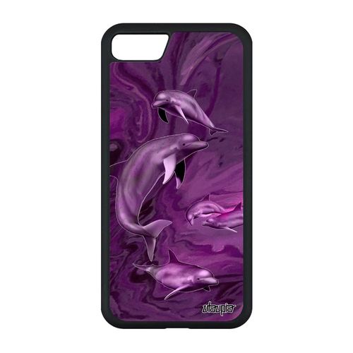Coque En Silicone Iphone Se 2020 Dauphin Mer Design Animal Marsouin Souple Animaux Motif Telephone De Protection Violet Marbre