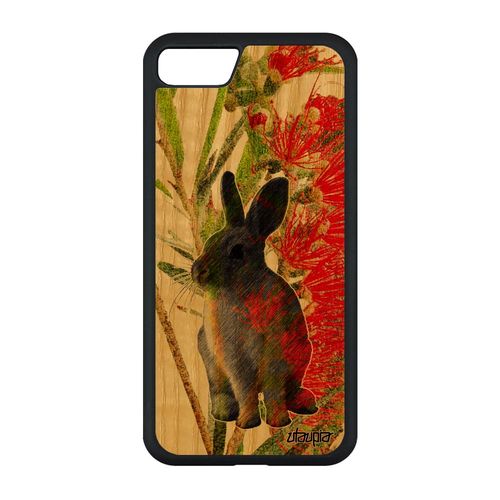 Coque Iphone Se 2020 En Bois Silicone Lapin De Paques Case Lapine Portable Design Animal Peinture Vert Belier Fleurs Rigide