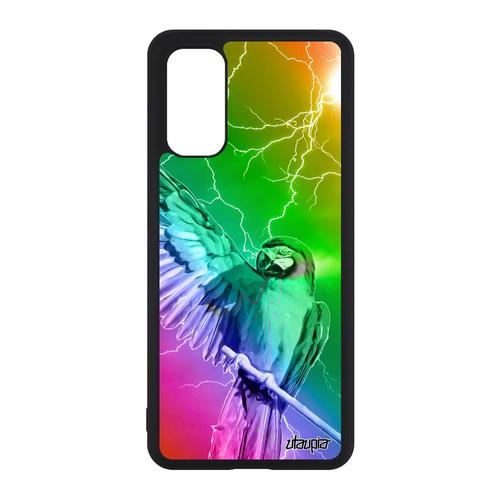 Coque Pour Samsung Galaxy S20 En Silicone Perroquet Perruche Jaune Pas Cher Oiseau Tropical Orage Multicolore Antichoc Rigide Design