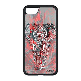 Coque Elephant Pour Iphone Se 2020 Silicone Plume Multicolore D'afrique Rouge Azteque Dessin Mobile Animal Homme Sagesse Motif