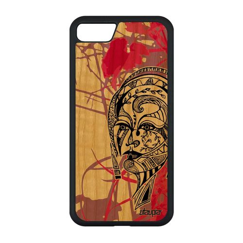 Coque En Bois Silicone Iphone Se 2020 Femme Jolie Tribal Fee Rose Tpu Nature Fleur Azteque Case Portable Smartphone Dessin De
