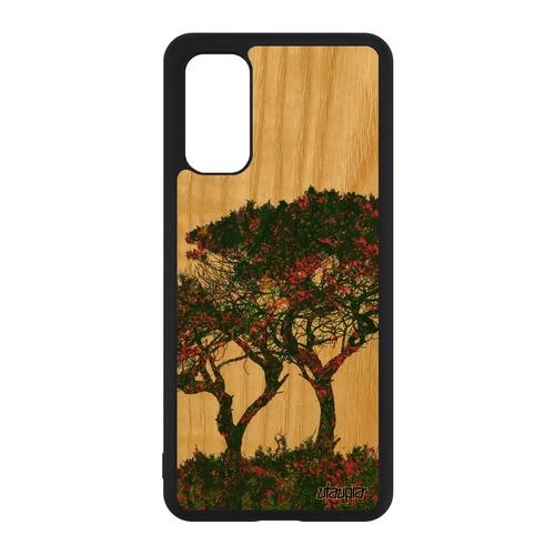 Coque Pour Samsung S20 Bois Naturel Silicone Arbres Frêne Vert Nature Ecologie Mobile Portable Feuilles Ecolo Zen Paysage Galaxy