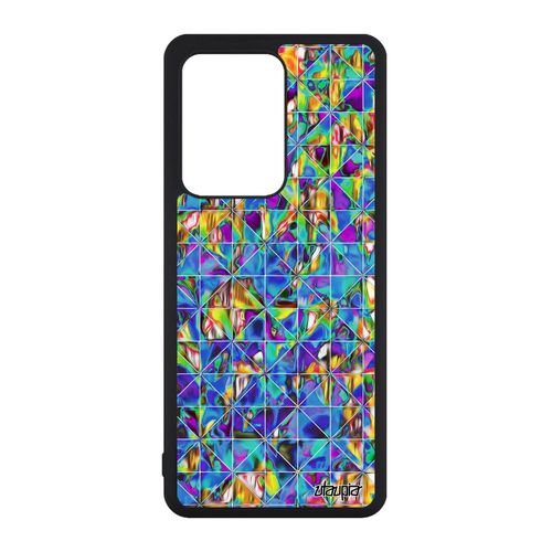 Coque Samsung Galaxy S20 Ultra Silicone Design Carreau Jaune Dessin Carre Effet Geometrie Multicolore Marbre Motif Jolie Etui 4g De