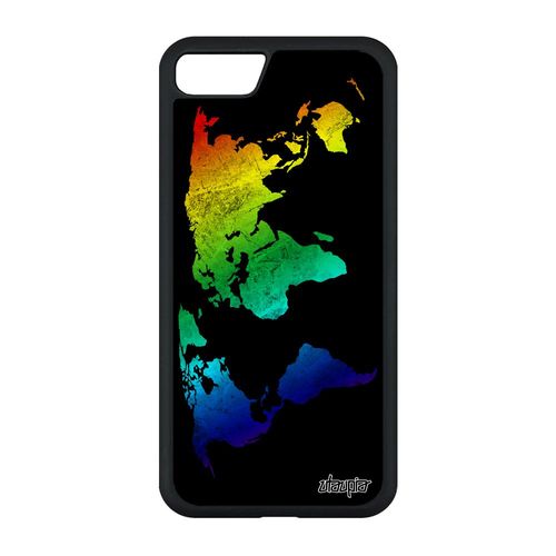 Coque Carte Monde De Protection Pour Iphone Se 2020 En Silicone Planete Design Personnalisé Orange Motif Terre Globe Pays Etui