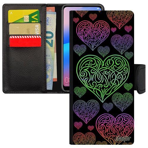 Coque CUr Pour Samsung Galaxy S20 Ultra Portefeuille Porte Cartes Amour Amitie Antichoc Cadeau Saint Valentin Rigide Vert Love Etui