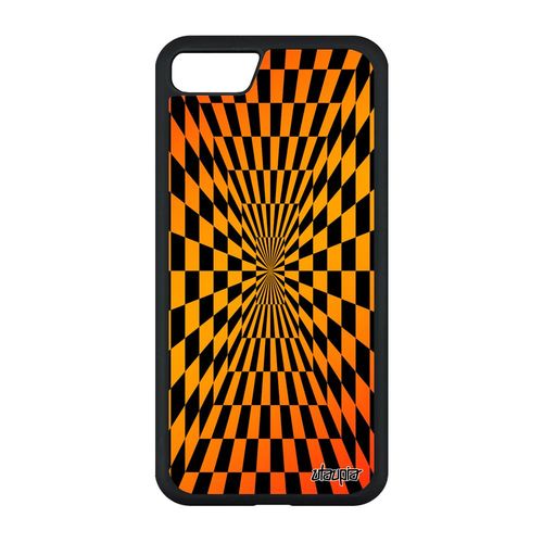 Coque Pour Iphone Se 2020 Silicone Illusion D'optique Design Orange Housse Souple Carreaux Effet Carre Etui Dégradé Magie De