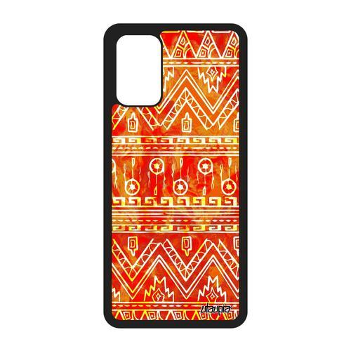 Coque Pour S20+ Plus Silicone Motif Azteque Pas Cher Ethnique Rouge Coloré Metal Tribal Mobile Art Fantaisie Design Samsung Galaxy