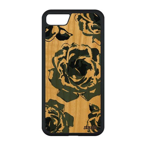 Coque Iphone Se 2020 En Bois Et Silicone Rose Fleur Case 4g Floral Love Nature De Protection Cadeau Fete Des Meres Romantique