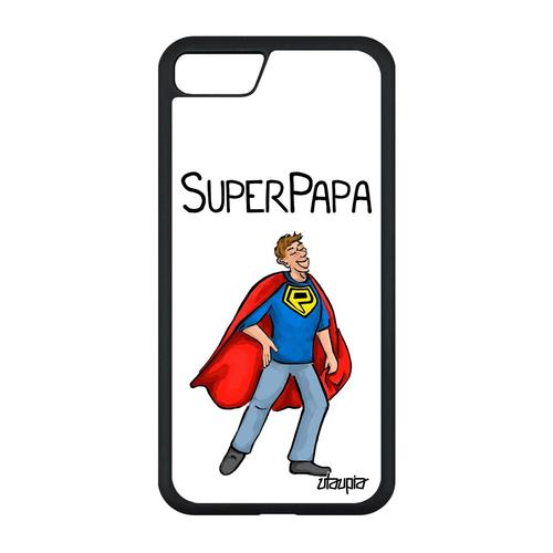Coque Pour Iphone Se 2020 Silicone Super Papa Père Case Comique Drole Enfant Humour Dessin Heros Etui Comics 4g Texte Blanc De