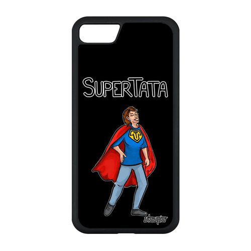 Coque Super Tata Iphone Se 2020 Silicone Noir Texte Drole Humour Tante Smartphone 64 Go Cadeau D'anniversaire Telephone Bd De
