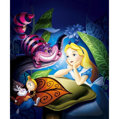 Kit De Peinture Diamant - Alice Au Pays Des Merveilles 5d - Décoration Murale En Cristal Ronde Pour Adultes Et Enfants - 30,5 X 40,6 Cm