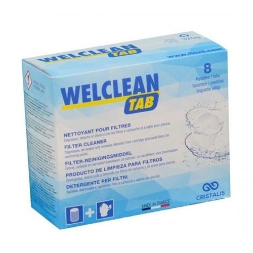 WELCLEAN TAB, Nettoyant, dégraisse, détartre et désincruste pour filtre piscine