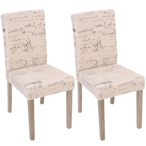 Lot De 2 Chaises De Séjour Littau, Fauteuil   Tissu Avec Écriture, Crème, Aspect Chaîne Des Pieds