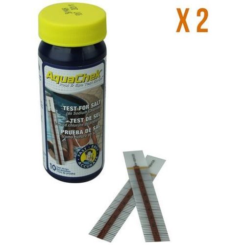 Lot de 2 x 10 bandelettes d'analyse pour piscine ou spa - Sel - Blanc - Aquachek