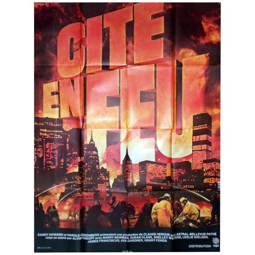 Cité En Feu (City On Fire) - Véritable Affiche De Cinéma Pliée - Format 120x160 Cm - De Alvin Rakoff Avec Barry Newman, Susan Clark, Shelley Winters, Ava Gardner, Henry Fonda - 1979