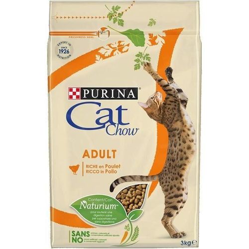 Purina Cat Chow Croquettes - Avec Naturiumtm - Riche En Poulet Et Dinde - Pour Chat Adulte - 3 Kg