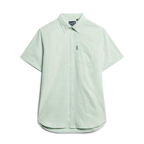 Chemise Manches Courtes Superdry Oxford Shirt Mc Vert Clair Vert D'eau