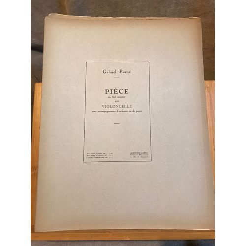 Gabriel Pierné Pièce En Sol Mineur Transcription Violoncelle Piano Éd. Leduc
