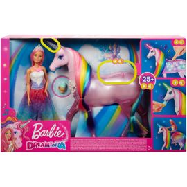 Barbie Dreamtopia Licorne rose Lumières Magiques avec crinière arc
