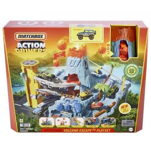 Matchbox  Action Drivers  Coffret Piste Volcan Avec Sons Et Lumières