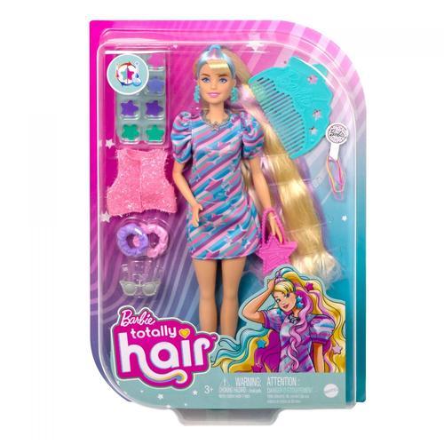 Totally Hair Barbie - Ultra Chevelure 1 Thème Étoiles - Poupée Mannequin - 3 Ans Et +