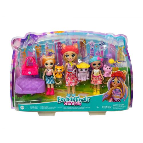 Enchantimals - Coffret La Famille De Carmel Chat - Mini Poupée - 4 Ans et +