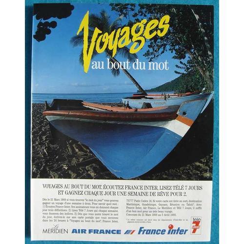 Publicité Papier - Compagnie Aérienne Air France, Voyages De 1988