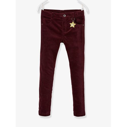 Pantalon Skinny Fille En Velours Doublé - Aubergine (Vertbaudet)