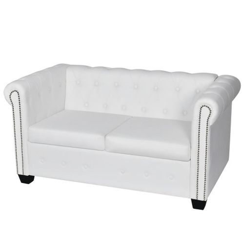 Canapé À 2 Places Cuir Synthétique Blanc