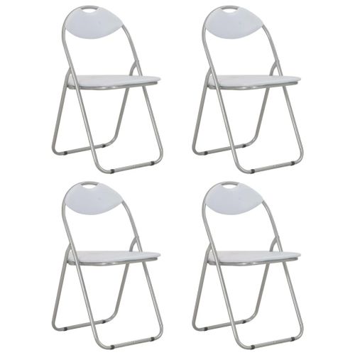 Chaises Pliantes De Salle À Manger 4 Pcs Blanc Similicuir