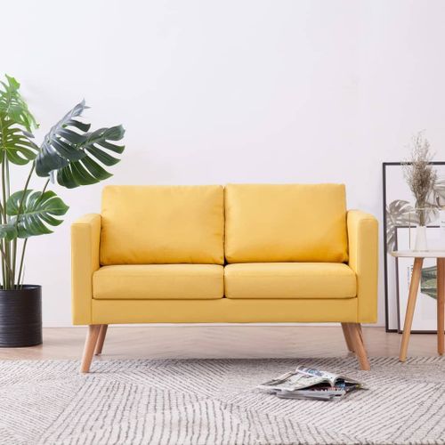 Vidaxl Canapé À 2 Places Tissu Jaune