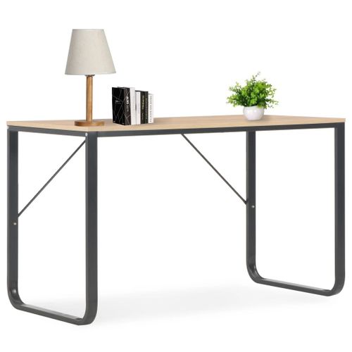 Bureau D'ordinateur Noir Et Chêne 120x60x73 Cm