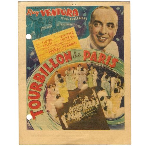 Tourbillon De Paris * Henri Diamant-Berger - Film 1939 - Petite Affiche De 11x14 Cm * Affichette Originale De Cin?ma Belge * Ray Ventura ; Jean Tissier ; Charpin - Film Musical