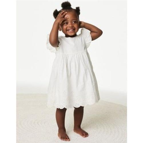 Robe 100 % Coton À Motif Brodé (Jusqu'au 3 Ans) - Blanc