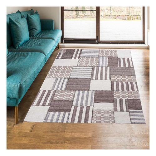Tapis Kilim 200x290 Rectangle Fait À La Main En Laine Ivoire