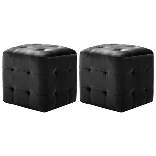 2 Pcs Tables De Chevet Noir 30x30x30 Cm Tissu Velours