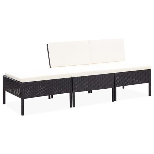 Vidaxl Salon De Jardin 3 Pcs Avec Coussins Résine Tressée Noir