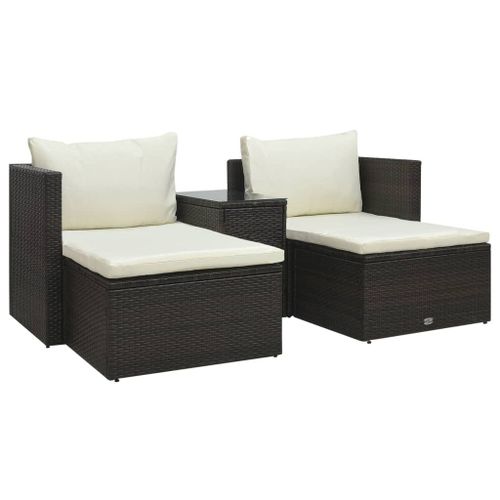Vidaxl Salon De Jardin 5 Pcs Avec Coussins Résine Tressée Marron
