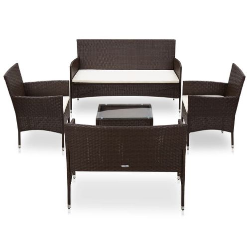 Vidaxl Salon De Jardin 5 Pcs Avec Coussins Résine Tressée Noir